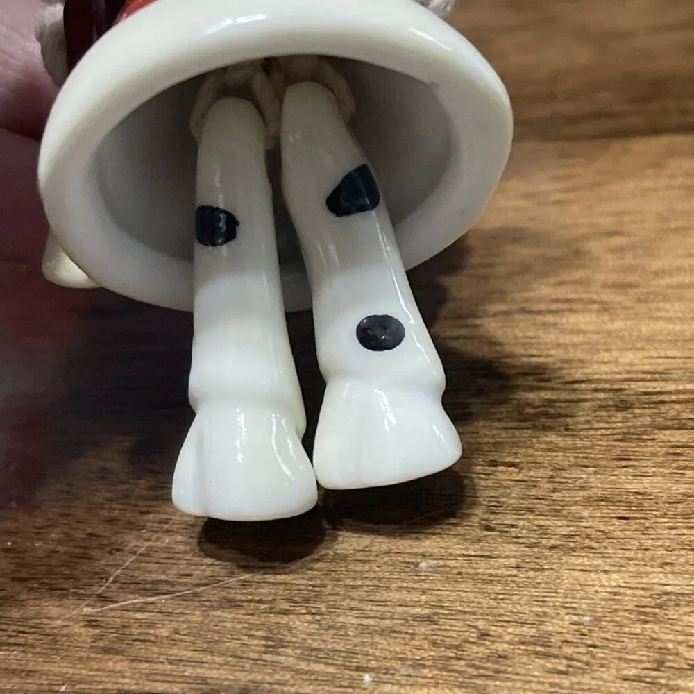 4 Bell‎ Shaped Christmas Ornaments Dangling Legs Santa, Cow,Angel, Snowman READ